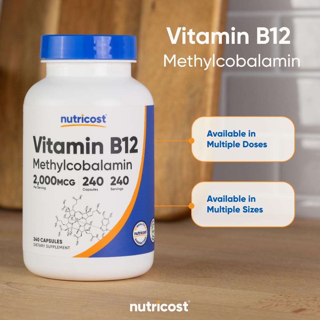 Nutricost Vitamin B12 (Methylcobalamin) 2000mcg, 240 Capsules - Vegetarian Caps, Non-GMO, Gluten Free B12 Supplement - Medaid International