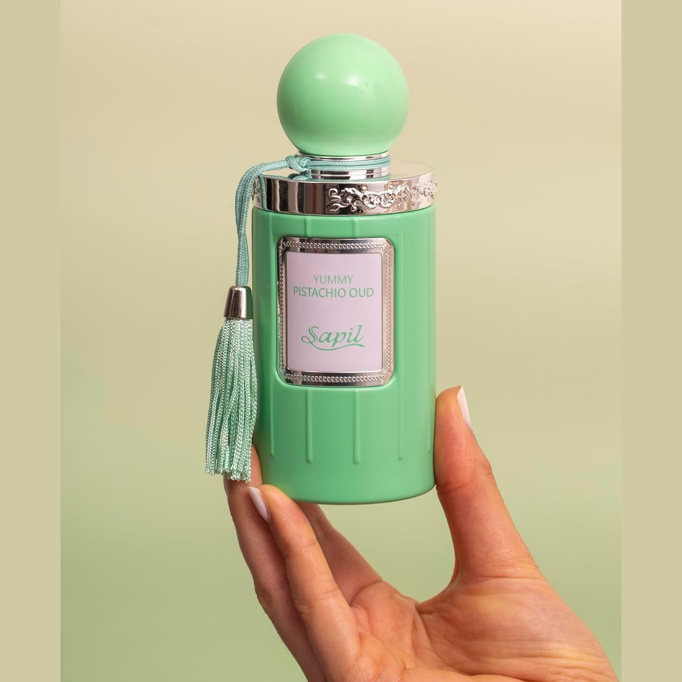 Sapil Yummy Pistachio Oud Unisex Eau De Parfum - Long-Lasting Arabic Perfume with Creamy Hazelnut, Vanilla & Woody Floral Notes - Sweet Dubai Gourmand Fragrance for Men & Women - 3.38 oz - Medaid International