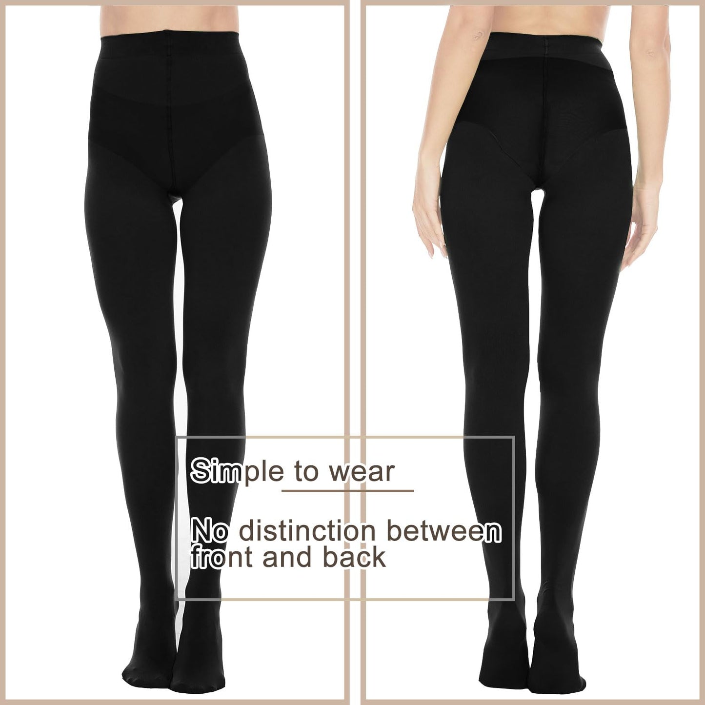 Citystl Opaque Black Tights for Women, 80D Tummy Compression Plus Size Tights, Control Top Microfiber Pantyhose for women(Black-XXL/3XL) - Medaid International