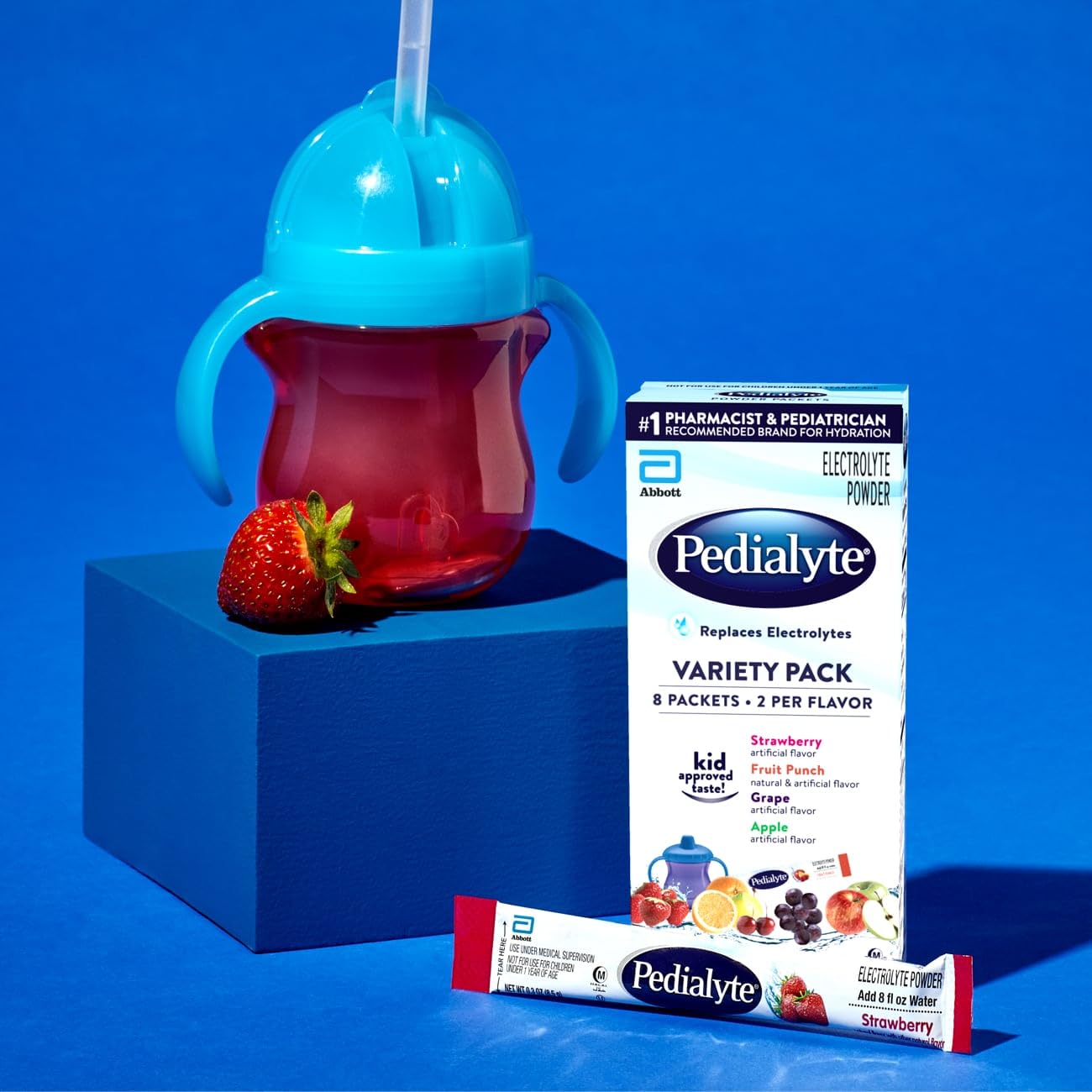 Pedialyte Electrolyte Powder Packets, Variety Pack, Hydration Drink, 8 Single-Serving Powder Packets - 8.5G each - Medaid