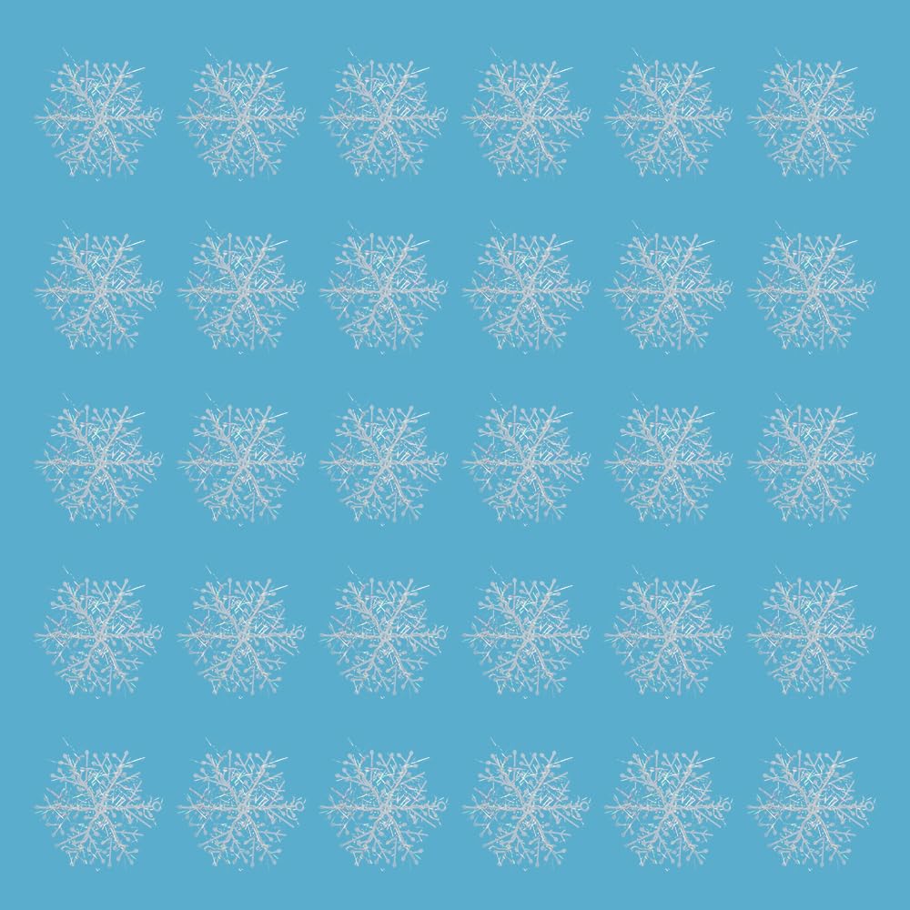 30Pcs White Christmas Tree Snowflake Ornament 15cm Xmas Tree Hanging Glitter Snowflake DIY New Year Garland Home Decoration - Medaid International