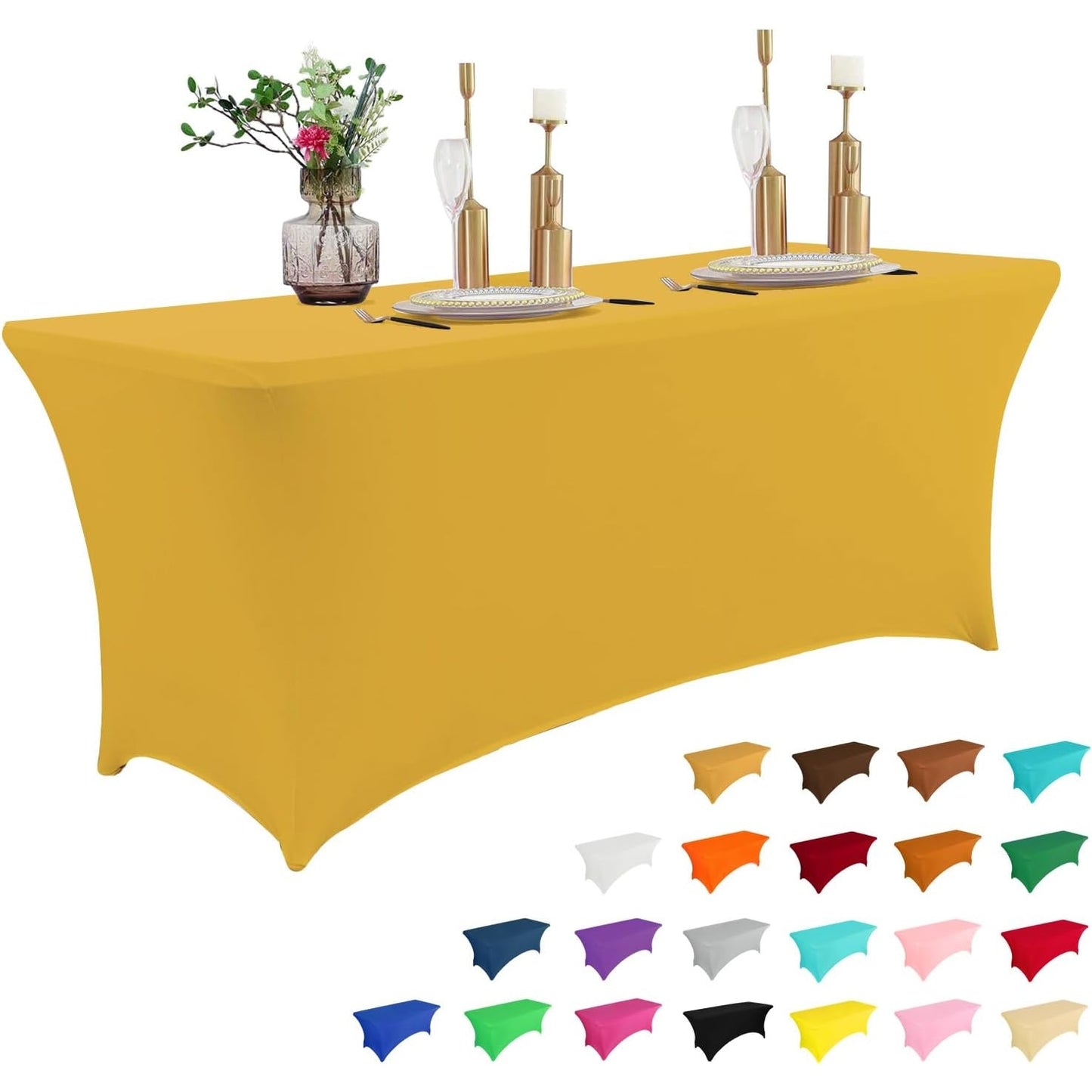 2 Pack 6FT Table Cloth for Rectangular Fitted Events Stretch Black Table Covers Washable Table Cover Spandex Tablecloth Table Protector for Party, Wedding, Cocktail, Banquet, Festival - Medaid International