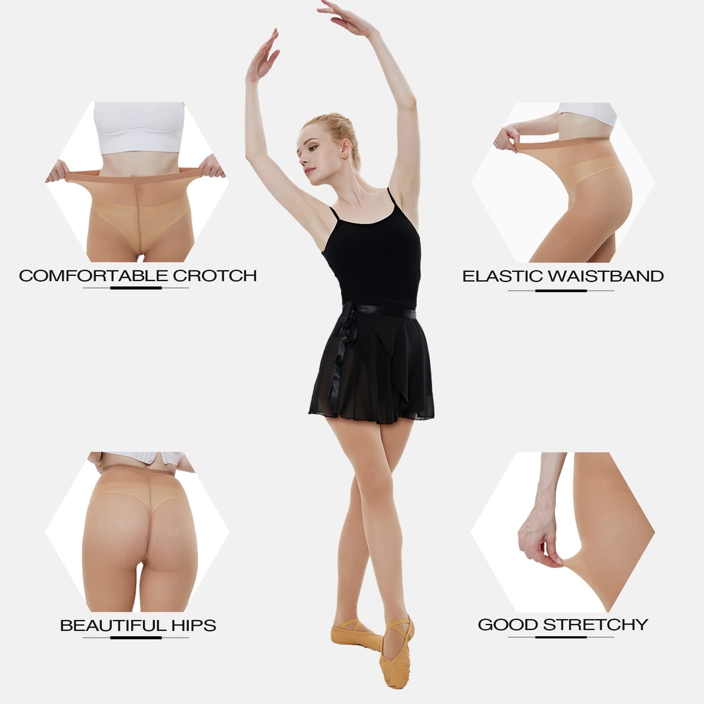 MANZI 3 Pairs Dance Tights for Women Solid Color 40D Comfortable Convertible Opaque Ballet Tights(Caramel S/M) - Medaid International