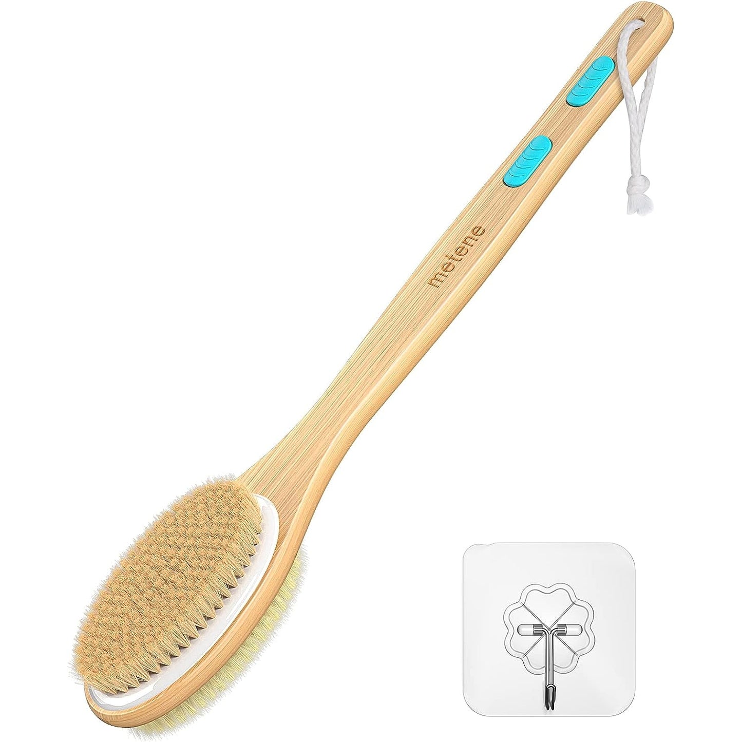 Metene Shower Brush with Soft and Stiff Bristles, Bath Dual-Sided Long Handle Back Scrubber Body Exfoliator for Wet or Dry Brushing - Medaid International