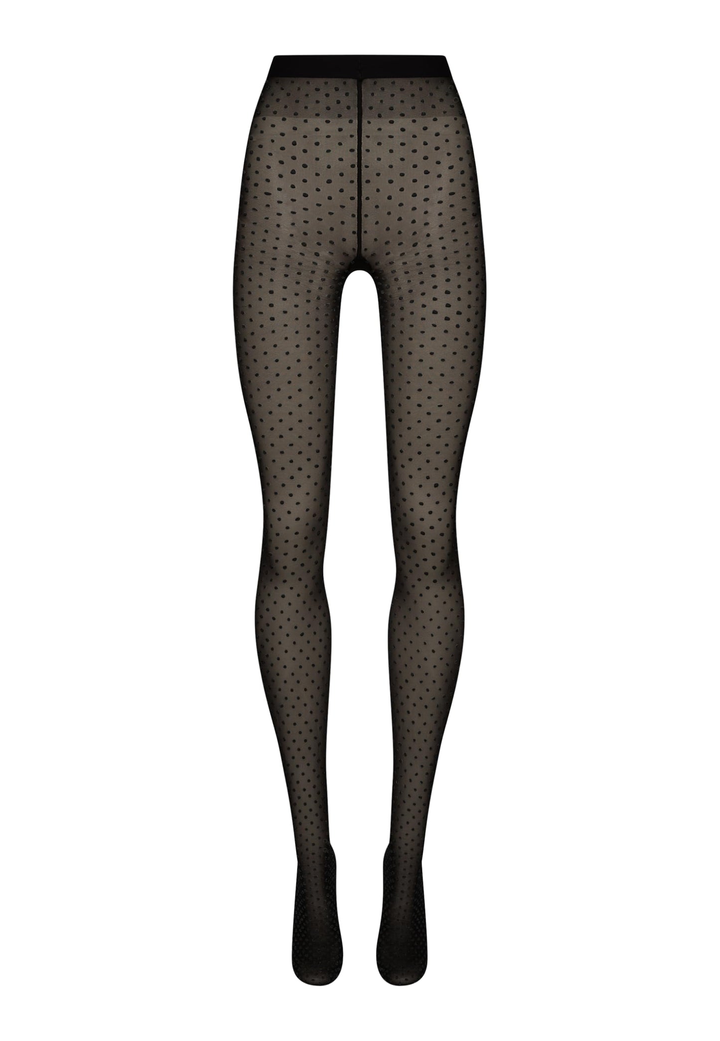 Wolford Satin Touch Dots Tights for Women 20 Denier Sheer Hosiery Pantyhose Elegant 3D Dot Design Shiny Finish Soft Waistband Black - Medaid International