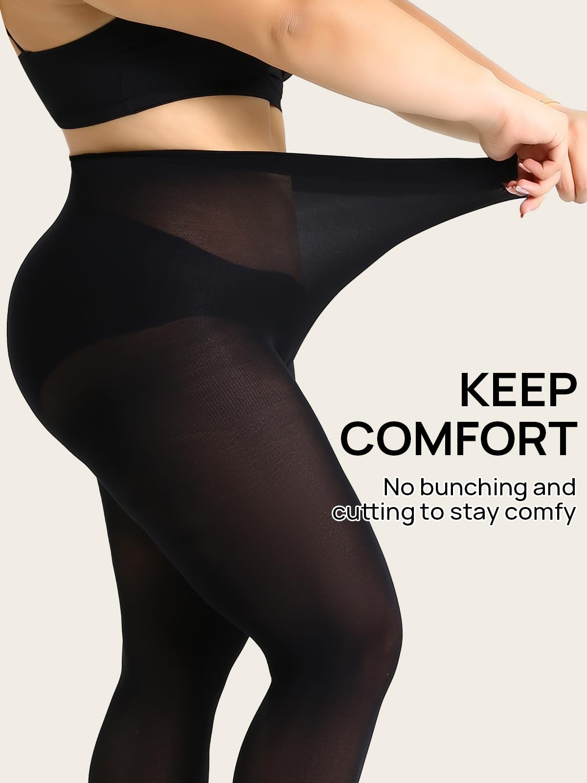 MANZI Women's Control Top Plus Size Tights for Women High Waist Opaque Pantyhose 2 Pairs Black XXX-Large - Medaid International