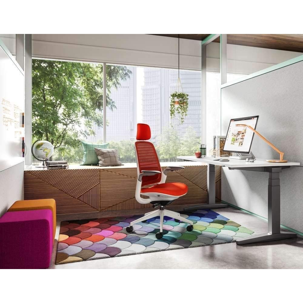 Steelcase Series 1 Office Chair with Headrest, Graphite Frame, Cogent Connect Wasabi, Hard Floor Casters - Medaid International