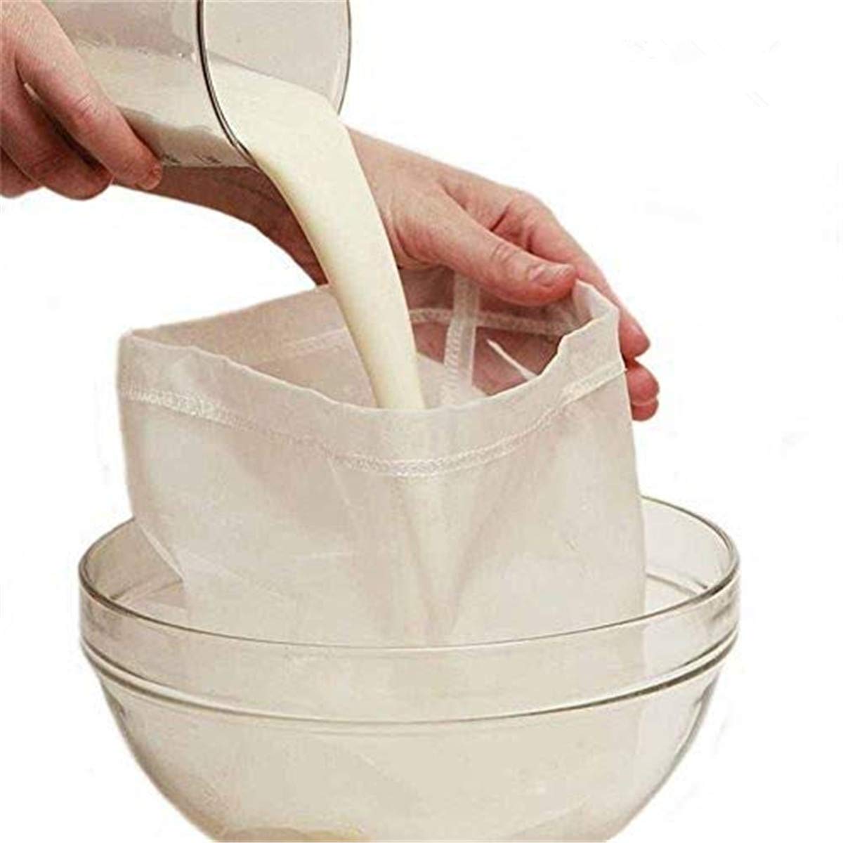 2 Pcs Pro Quality Nut Milk Bag - Big 10"X12" Commercial Grade - Reusable Almond Milk Bag & All Purpose Food Strainer - Fine Mesh Nylon Cheesecloth & Cold Brew Coffee Filter - Medaid International