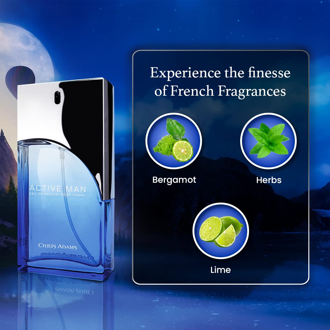 Active Man Eau De Parfum - Pour Homme (for men) 100ml Spray by Chris Adams - Medaid International