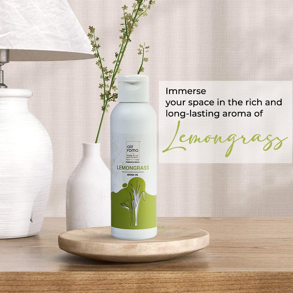 AIR-ROMA Pure, Natural and Undiluted Lemon Grass Aroma Diffuser Oil - 100ml, Yellow - Medaid International