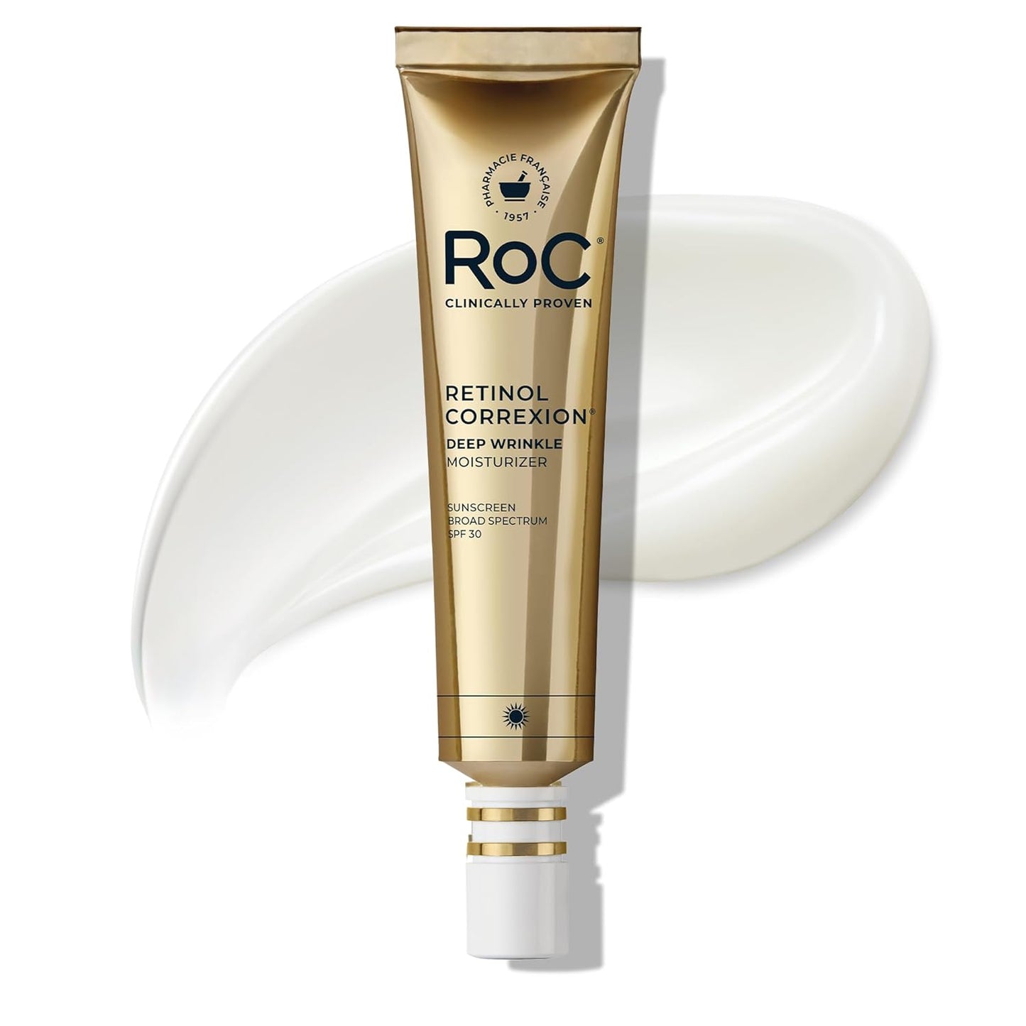 RoC Retinol Correxion Deep Wrinkle Daily Face Moisturizer with Sunscreen SPF 30 for Fine Lines, Dark Spots, Post-Acne Scars, 1 Ounce (Packaging May Vary)