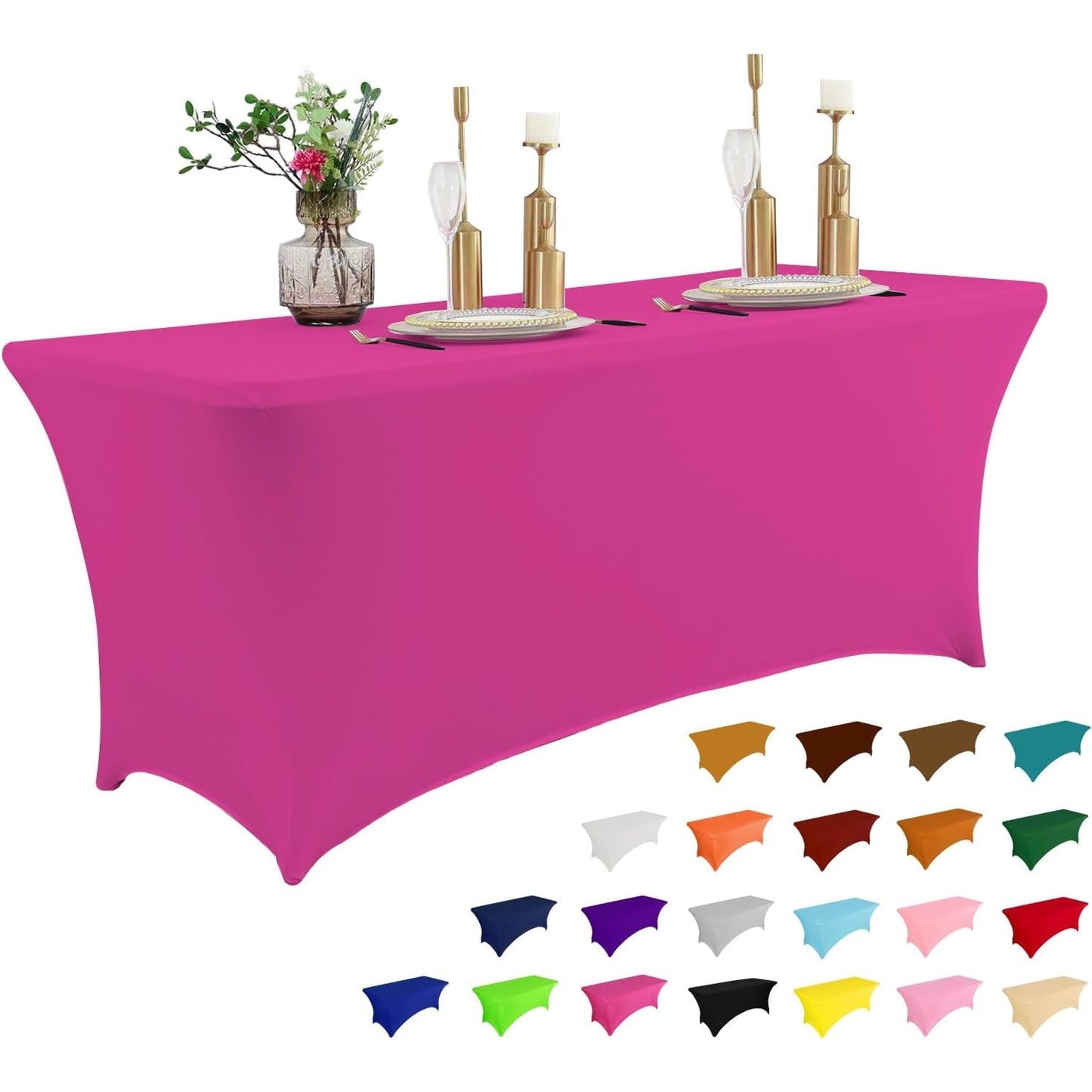 2 Pack 6FT Table Cloth for Rectangular Fitted Events Stretch Black Table Covers Washable Table Cover Spandex Tablecloth Table Protector for Party, Wedding, Cocktail, Banquet, Festival - Medaid International
