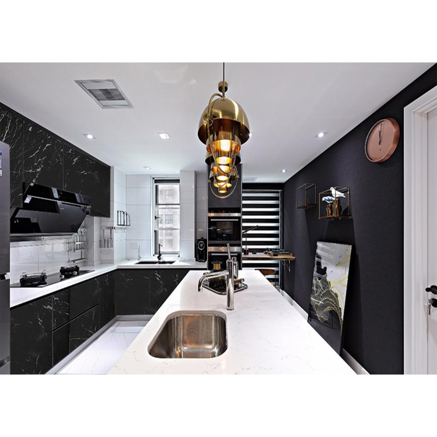 Tinkei 197'' x 16'' Marble Contact Paper, Self-Adhesive Wallpaper Countertop Granite Gray/White Roll Peel & Stick Wallpaper Waterproof PVC Removable - Medaid International