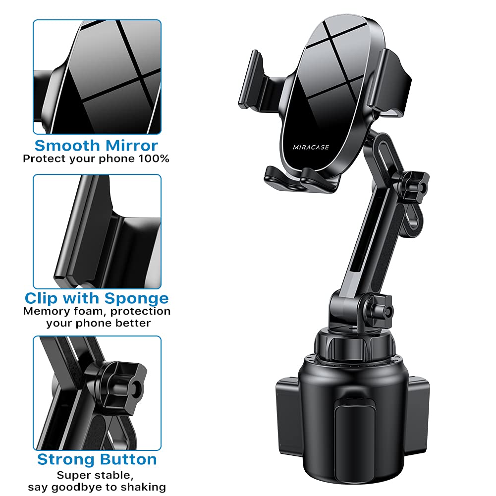 Miracase [Upgraded Version Cup Phone Holder for Car, Universal Adjustable Long Neck Car Phone Mount Cradle Friendly Compatible with iPhone Samsung Google and All 4.0-7.0 inches Smartphones - Medaid International