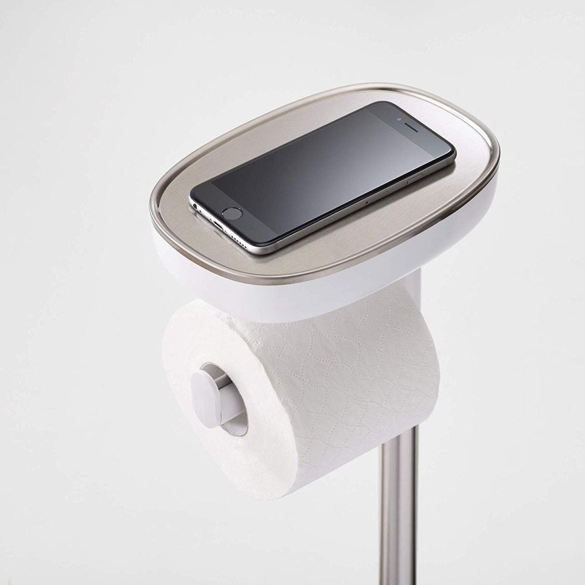 Joseph Joseph EasyStore Butler Toilet Paper Holder Stand and Flex Toilet Brush with Shelf and Drawer, Stainless Steel - Medaid International