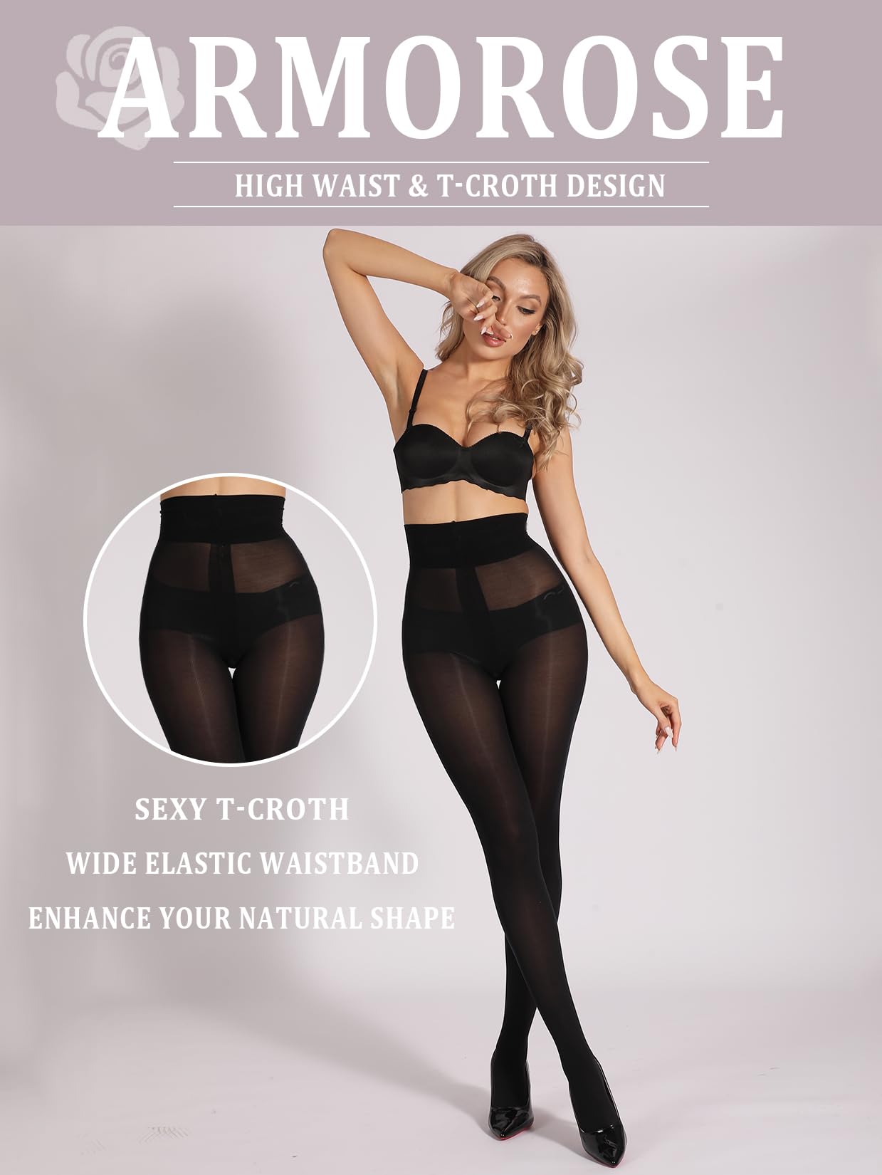 ARMORESE Indestructible Tights for Women, Rip Resistant Pantyhose, 40D Semi Sheer T-Crotch Control Top Stockings - Medaid International
