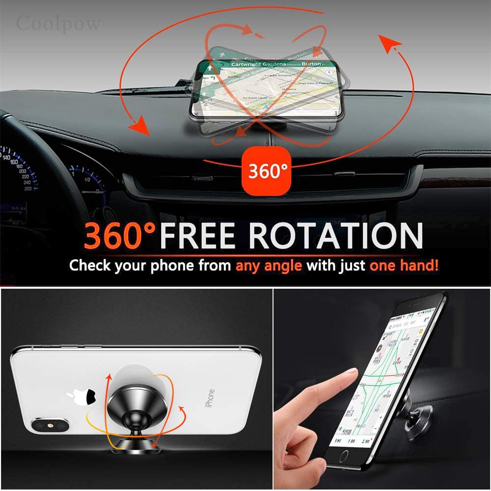 Coolpow【2 Packs 】Magnetic Phone Holder for car【Strong Magnet】phone holders for your car phone holder Mount for Car【4 Metal Plate】Universal Dash cell phone car mount for iphone Samsung car accessories - Medaid International