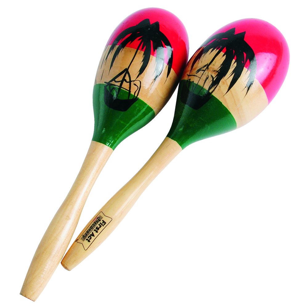 Constructive Playthings 9" L. Colorful Wood Maracas Multicultural Rhythm Band Instrument from Central America for Grades Kindergarten - 3rd - Medaid International