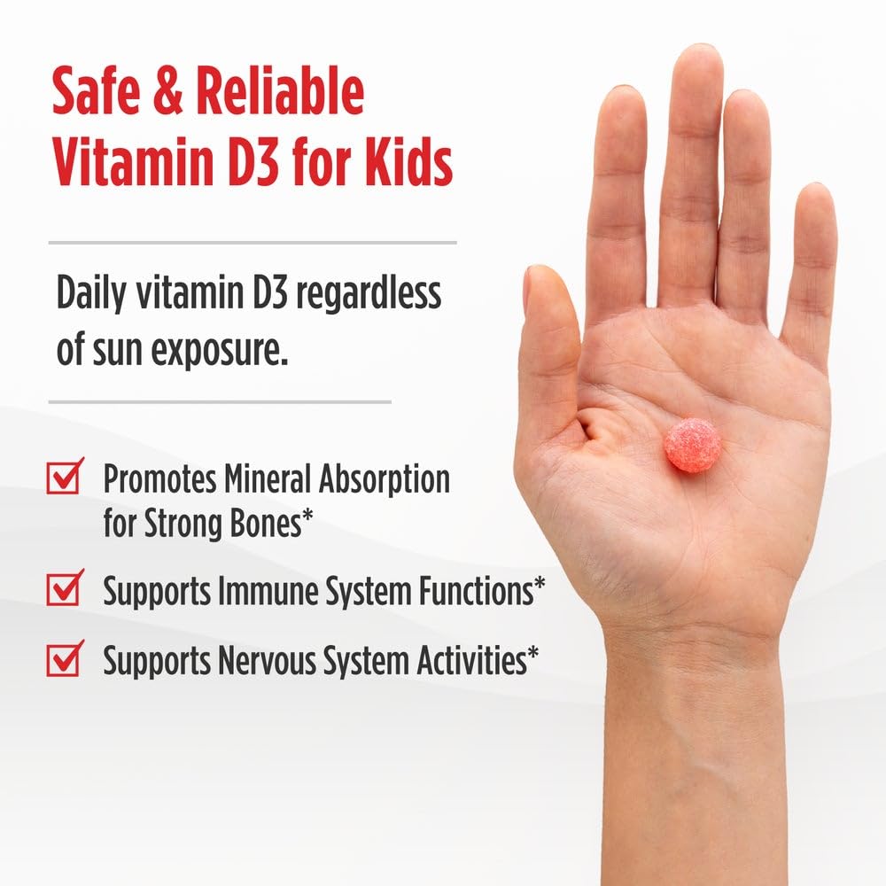 Nordic Naturals Vitamin D3 Gummies Kids, Wild Watermelon Splash - 60 Gummies - 400 IU Vitamin D3 - Bone Health, Healthy Immunity - Non-GMO, Vegetarian - 60 Servings - Medaid International