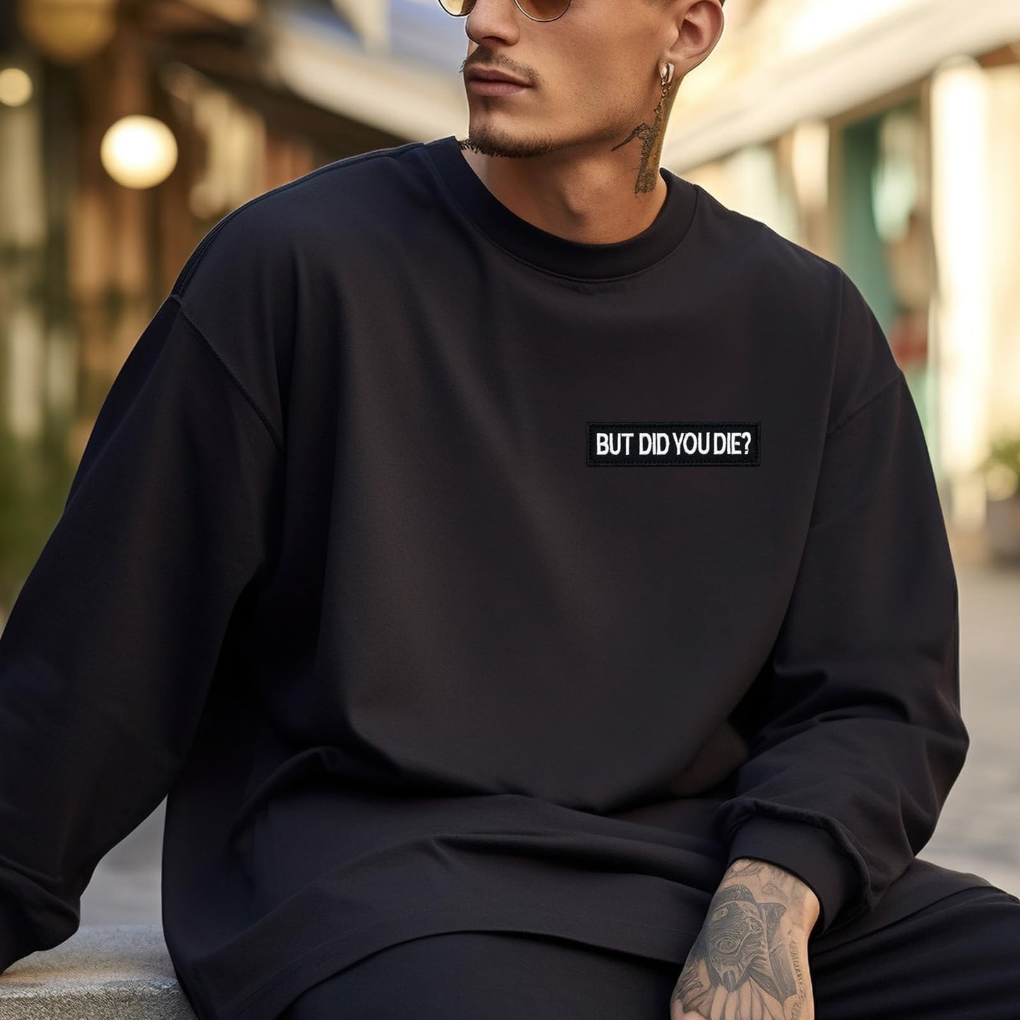 AxiyanX But Did You Die Morale Tactical Patches 4 * 1inches,Removable Embroidered Tag Hook Fastener, Funny Patch,Patches for Tactical Backpack,Clothing (Black-But Did You Die) - Medaid International