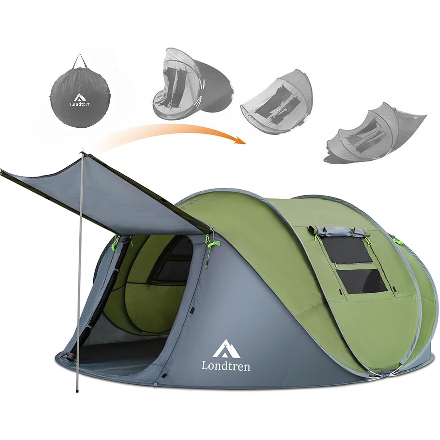 4 Person Easy Pop Up Tent Waterproof Automatic Setup 2 Doors-Instant Family Tents for Camping Hiking & Traveling - Medaid International