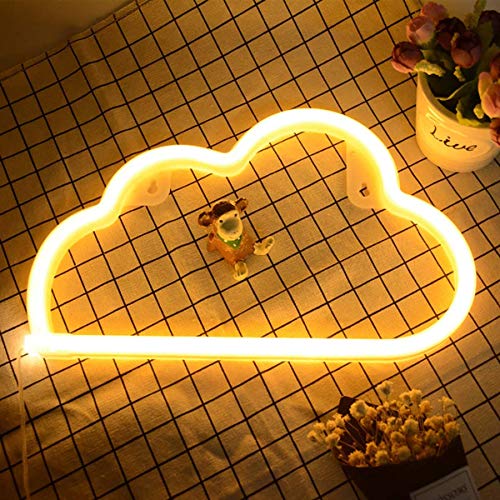 Dyc - Cloud Shaped Warm White Neon Sign, USB/Battery Operated Night Light