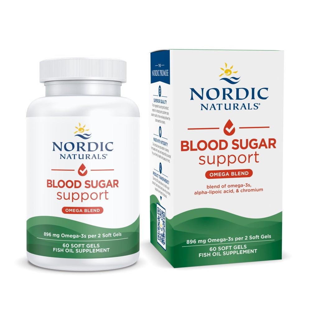Nordic Naturals Omega Blood Sugar, Lemon - 60 Soft Gels - 896 mg Omega-3 + Alpha-Lipoic Acid & Chromium - Metabolism - Non-GMO - 30 Servings - Medaid International