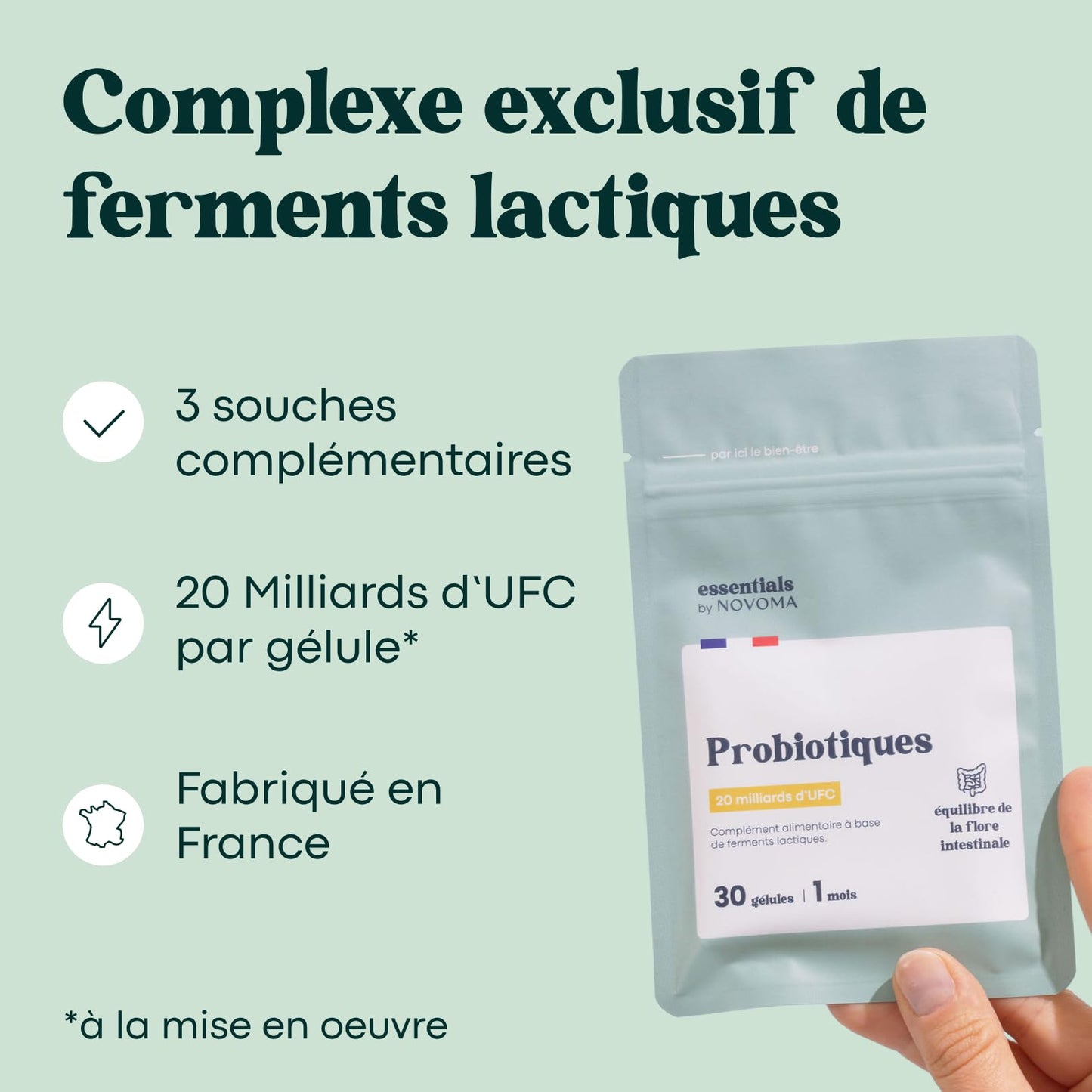 Probiotique Flore Intestinale, 20 Milliards UFC/Jour, Probiotiques Lactobacillus Gasseri + Rhamnosus + Bifidobacterium, Équilibre du Microbiote, 30 Gélules Vegan, Fabriqué en France - Medaid International
