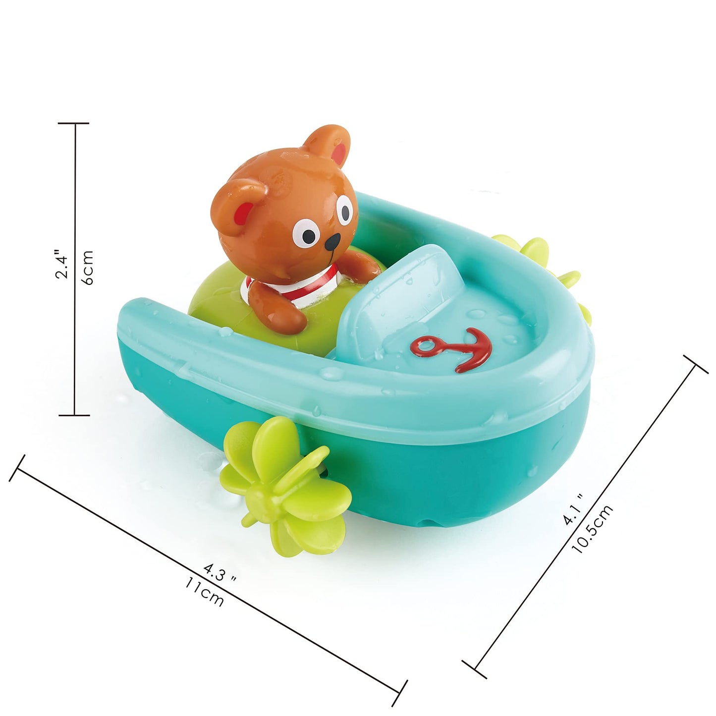 Hape Tubing Pull-Back Boat Bath Toy| Teddy Bear Floating Paddle Boat Bath Toy| Bathtub Shower Toy for Toddlers - Medaid International