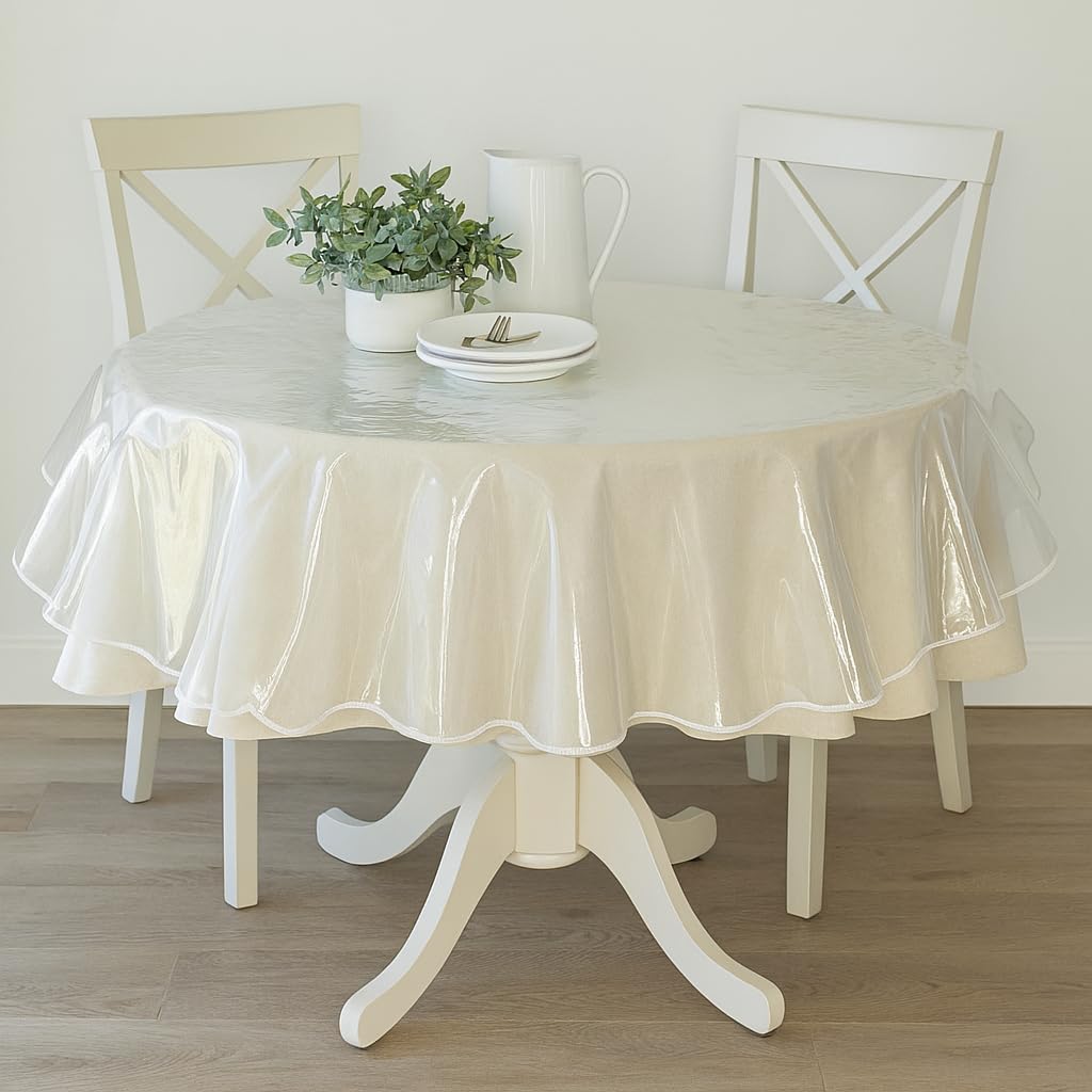 70 Inch Clear Round PVC Tablecloth – Waterproof Transparent Vinyl Table Cover for Dining Table, Spill-Proof Wipeable Plastic Protector for Wood, Marble, Glass Tables - Medaid International