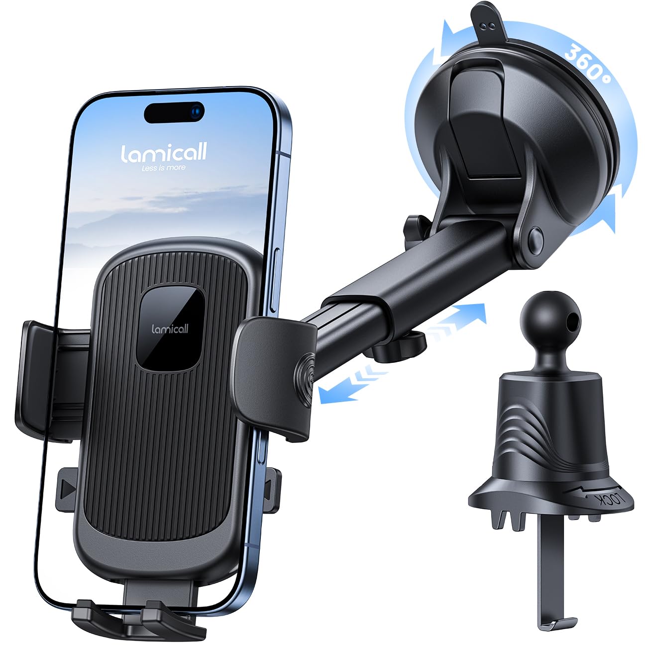 Lamicall 3-in-1 Car Phone Holder and Tablet Stand - Medaid International