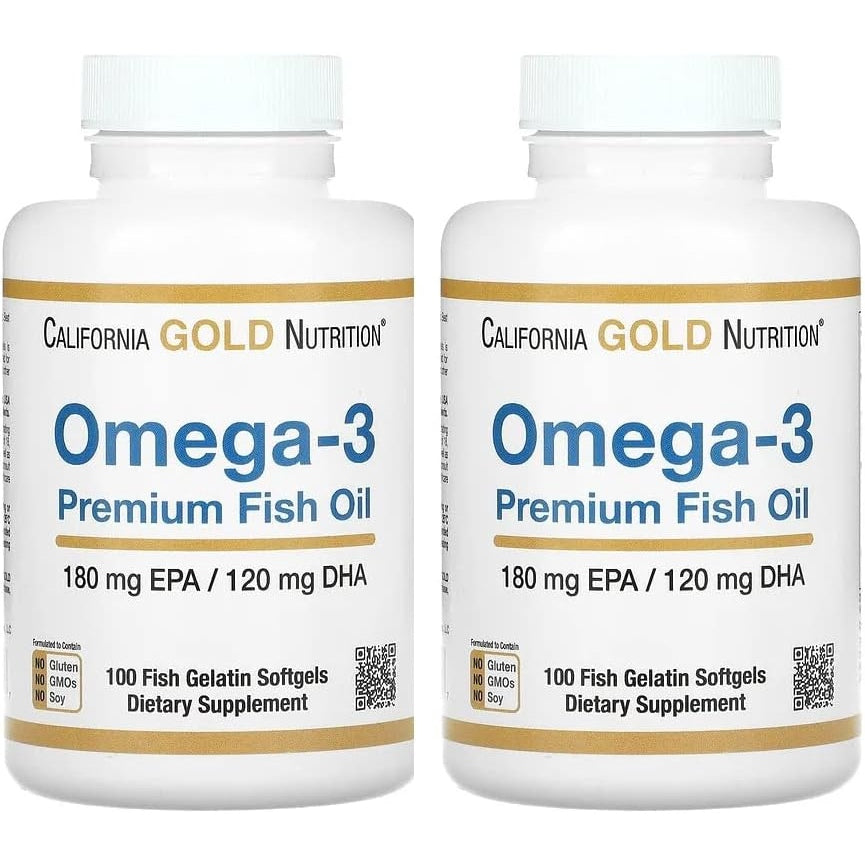 Omega-3 Premium Fish Oil by California Gold Nutrition, Concentrated Formula with EPA & DHA, Support for Optimal Lipid Profile & Immune System, Gluten Free, Non-GMO, 240 Fish Gelatin Softgels - Medaid International