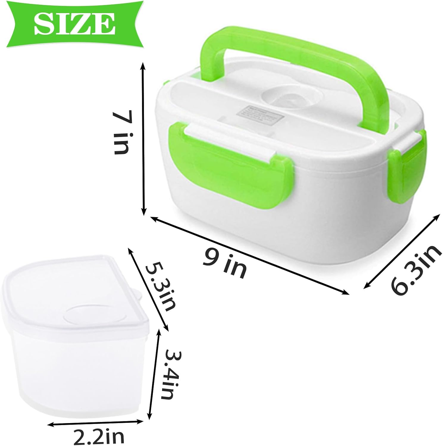 Electric Lunch Box – Portable Food Warmer for Work & Travel - Green - Medaid International