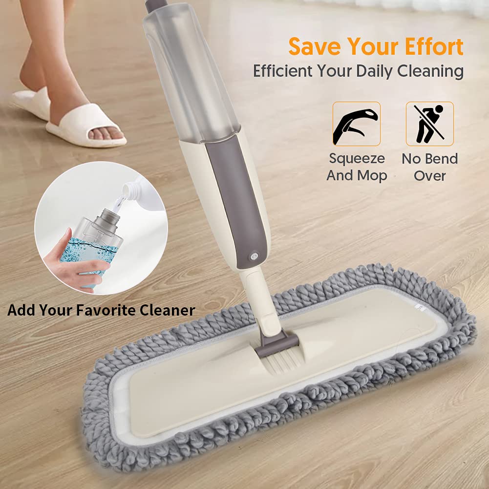Spray Wet Mops for Hardwood Floor Cleaning - MEXERRIS Microfiber Dust Mop with Spray 3X Reusable Washable Pads Hard Wood Floor Mops Commercial Home Use for Laminate Wood Tiles Hardwood - Medaid International