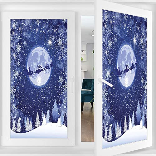 Christmas Privacy Window Film, Christmas Style Print, Glass Film for Home Office Living Room, W23.6 x L59 Inch - Medaid International