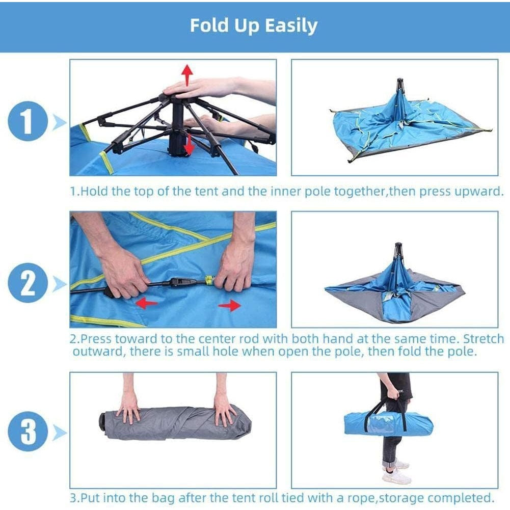 Arabest Camping Tent - 3-4 Person Family Tent Instant Easy Set up Tent with Carry Bag, Waterproof Windproof Pop Up Tent for Camping, Hiking, Mountaineering - Medaid International