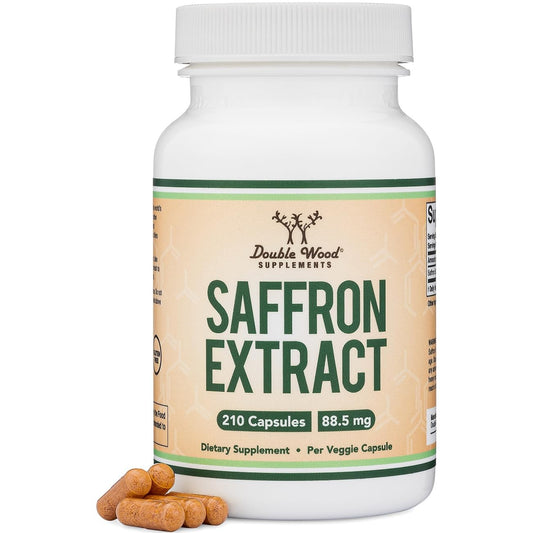 Saffron Supplement for Focus - Saffron Extract 88.5mg Vegan Capsules (210 Count) – Supports Focus and Vision, Including Retina and Lens – Herbal Dietary Supplement by Double Wood - Medaid International