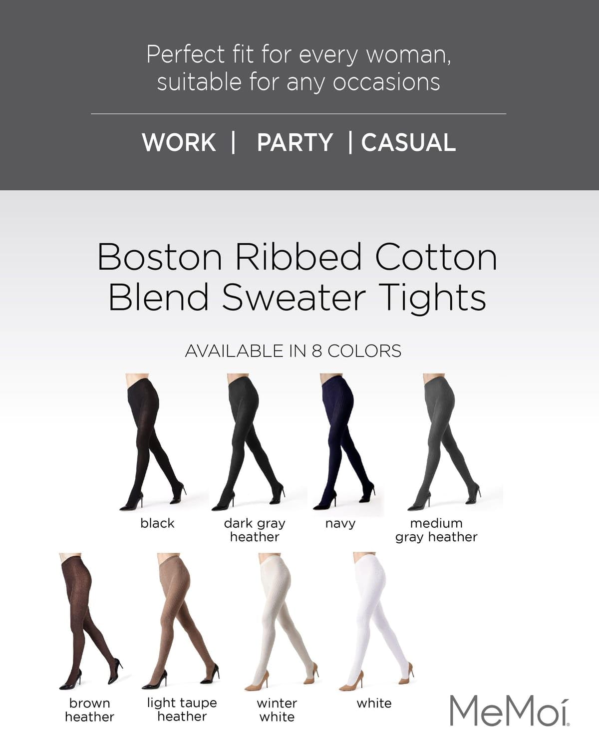 New MeMoi - Sweater Rib Tights, S/M, Winter White - Medaid International