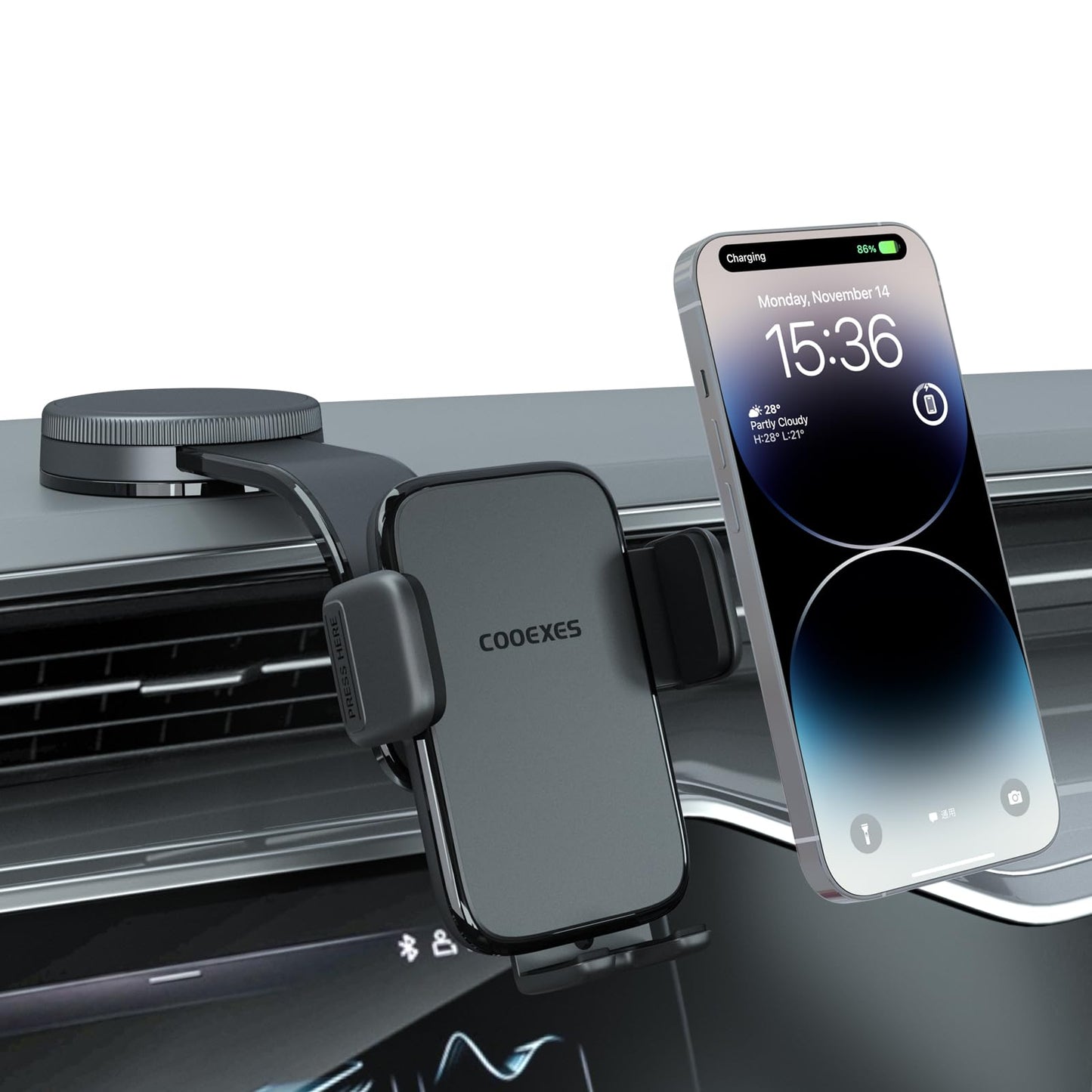 COOEXES Car Phone Holder, 360°Rotation Vacuum Suction Cup Phone Mount - 108LBS Nano Gel for Car, Bendable Arm & One-Hand Release, Truck Phone Holder for iPhone 17 Pro Max Samsung Android - Medaid International