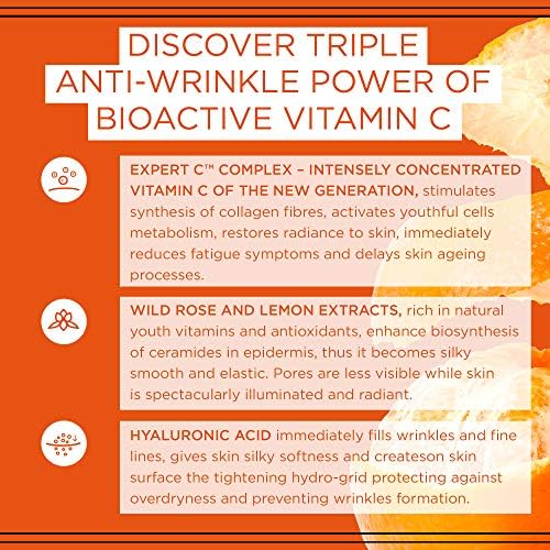 Eveline Cosmetics Expert C Youth Activator Intense Night Treatment Serum | Infused with 12% Active Vitamin C | For All Skin Types including Sensitive | 18ml - Medaid