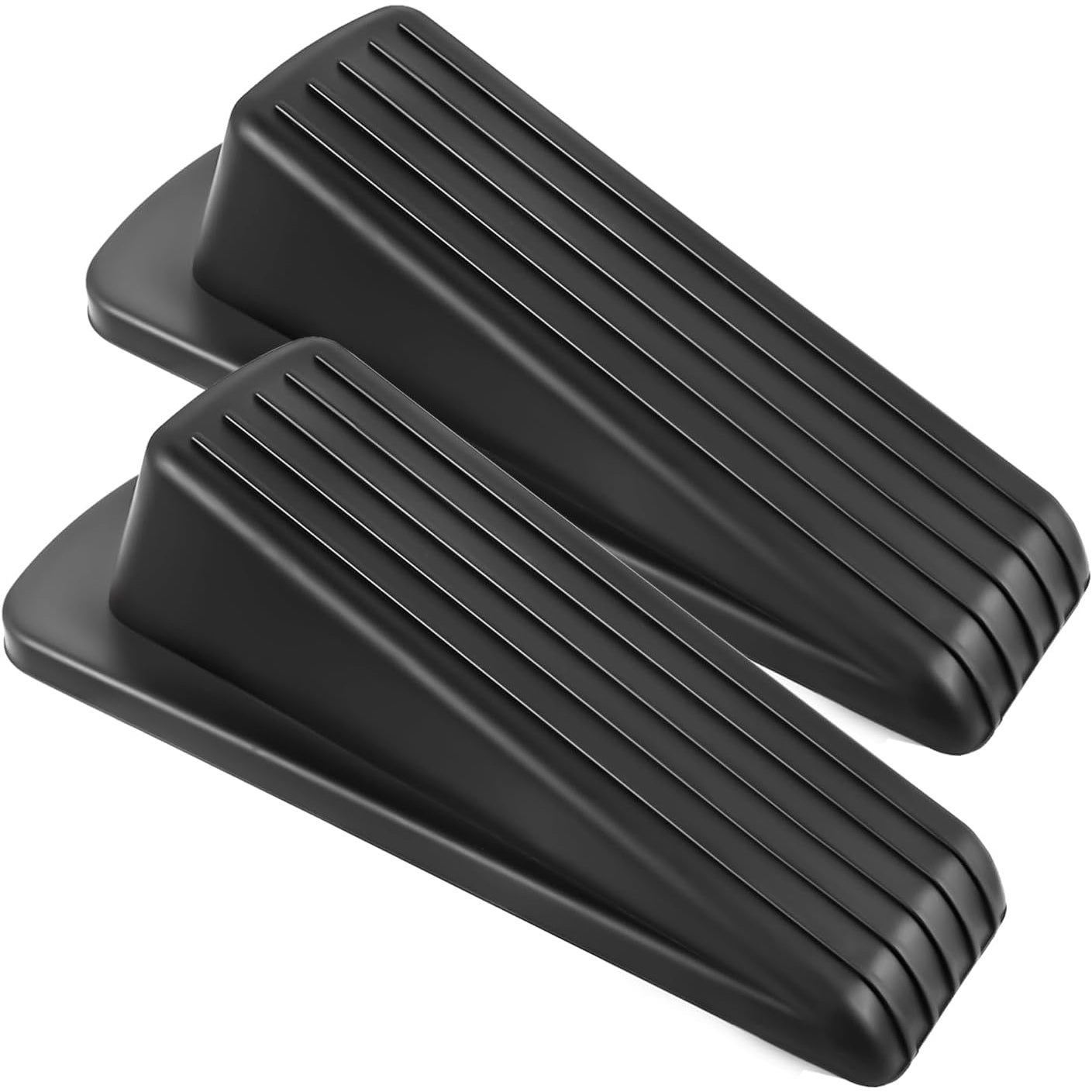 Door Stoppers for Bottom of Door on Floor, Premium Rubber Door Stopper Wedge, Floor Sturdy Stackable Door Stops for Carpet Heavy Duty Door, Door Gaps (Black, 2 Pack) - Medaid International