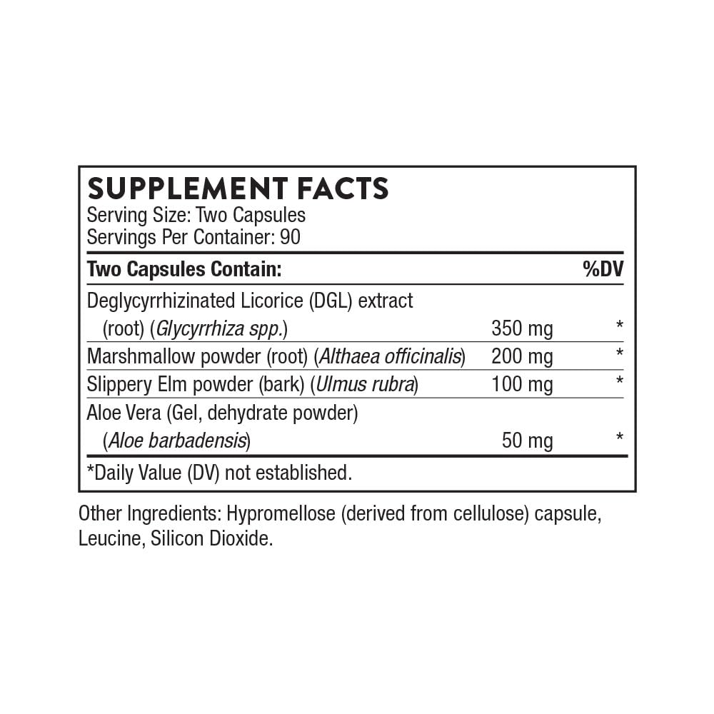 THORNE - GI Relief - Digestion Supplement - Supports Gut Health & Bloating Relief* - Formulated with Marshmallow Root, Aloe Vera Gel, DGL & Slippery Elm Bark - 180 Capsules - 90 Servings - Medaid International