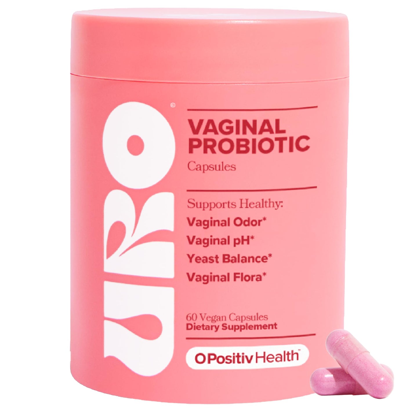 O Positiv URO Vaginal Probiotics for Women pH Balance with Prebiotics & Lactobacillus Probiotic Blend - Vaginal Health Supplement - Promote Healthy Vaginal Odor & Vaginal Flora, 60 Count (Pack of 1) - Medaid International