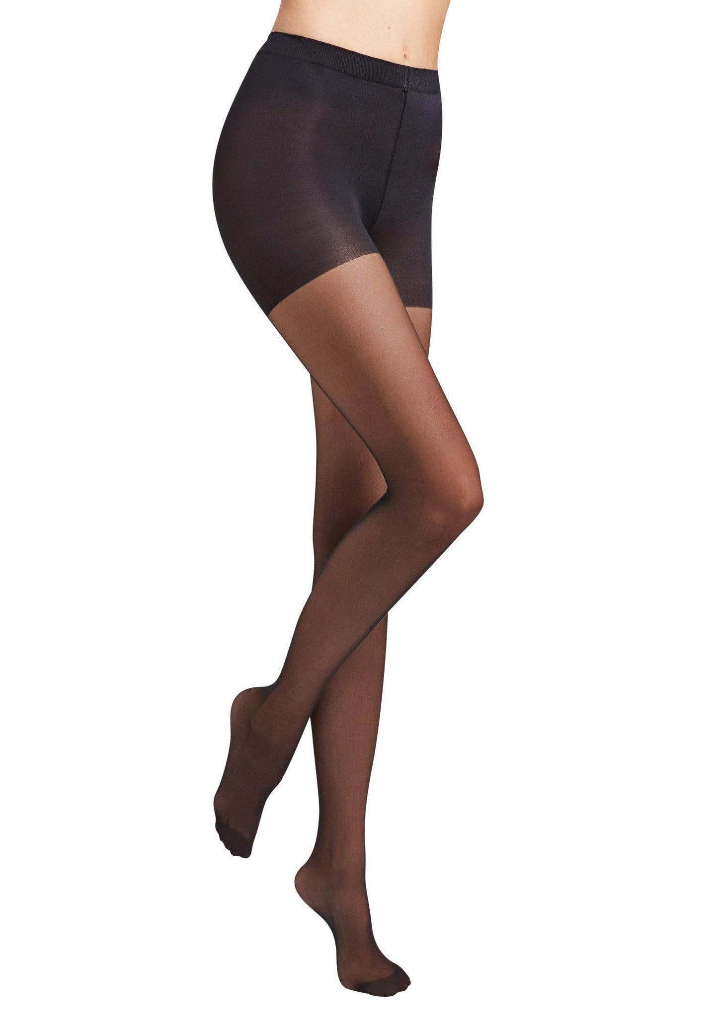 Wolford Individual 10 Tights For Women Sheer Shaping Pantyhose Reinforced Panty Shadow Toe Soft Waistband for All-Day Comfort Black Black Medium - Medaid International