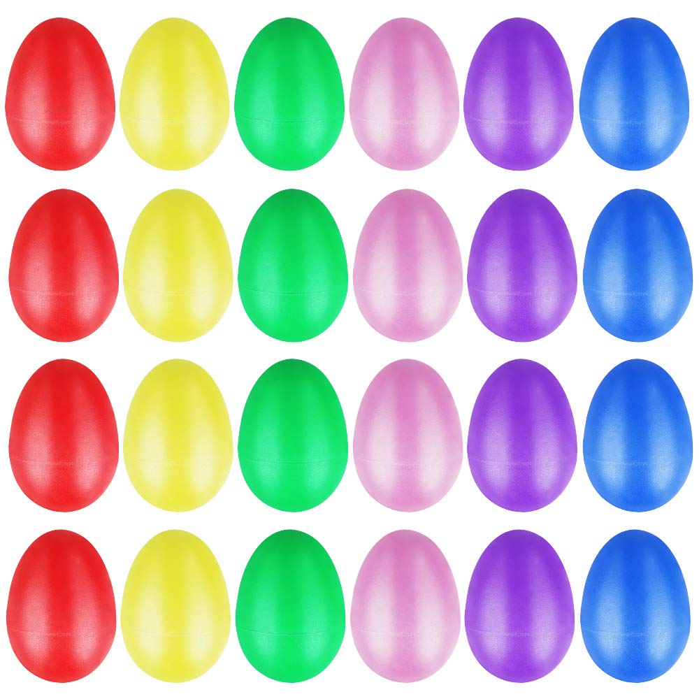 Chudian 24 Pezzi Uova Giocattolo Uova Maracas Uova Plastica Pasqua Uova Giocattolo per Bambini Uova Giocattoli Strumenti Musicali Favori Festa Forniture Musicali Giocattoli (6 Colori, 4 5,6 cm) - Medaid International