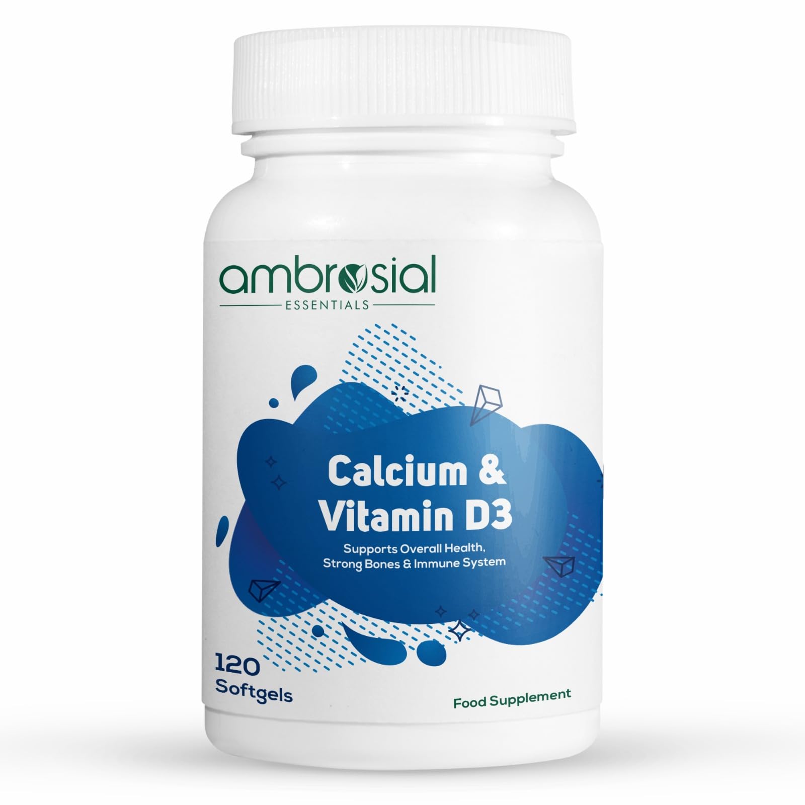 AMBROSIAL Calcium & Vitamin D3 Tablets (Pack of 1-120 Softgels) - Medaid International