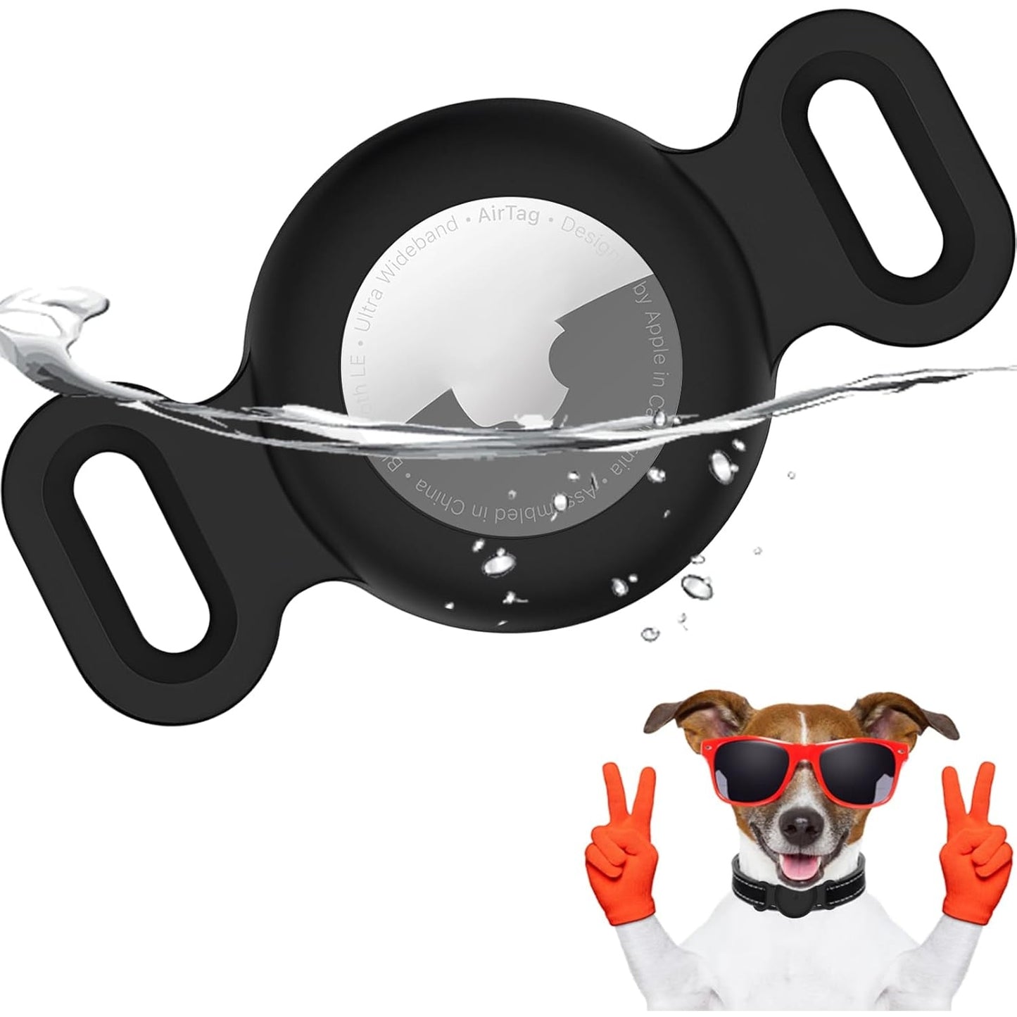 FOWSRHRG Waterproof Airtag Dog Collar Holder, Airtag Cases for Pet Cats Dog GPS Tracker,Silicone Airtag Holder (for Apple Airtag) Fitted 1 inch Collar (Airtag NOT incuded) - Medaid International