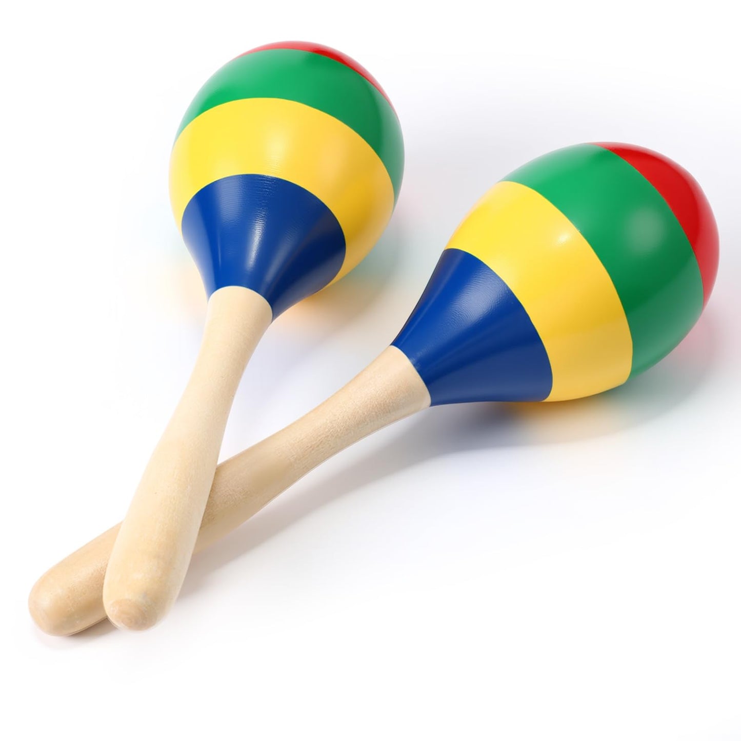 Boao 2 Pcs Wooden Maracas Wooden Hand Percussion Rattles Colorful Shaker Musical Instruments Noisemaker Musical Party Favor For Birthday Party Classroom(Classic Color) - Medaid International