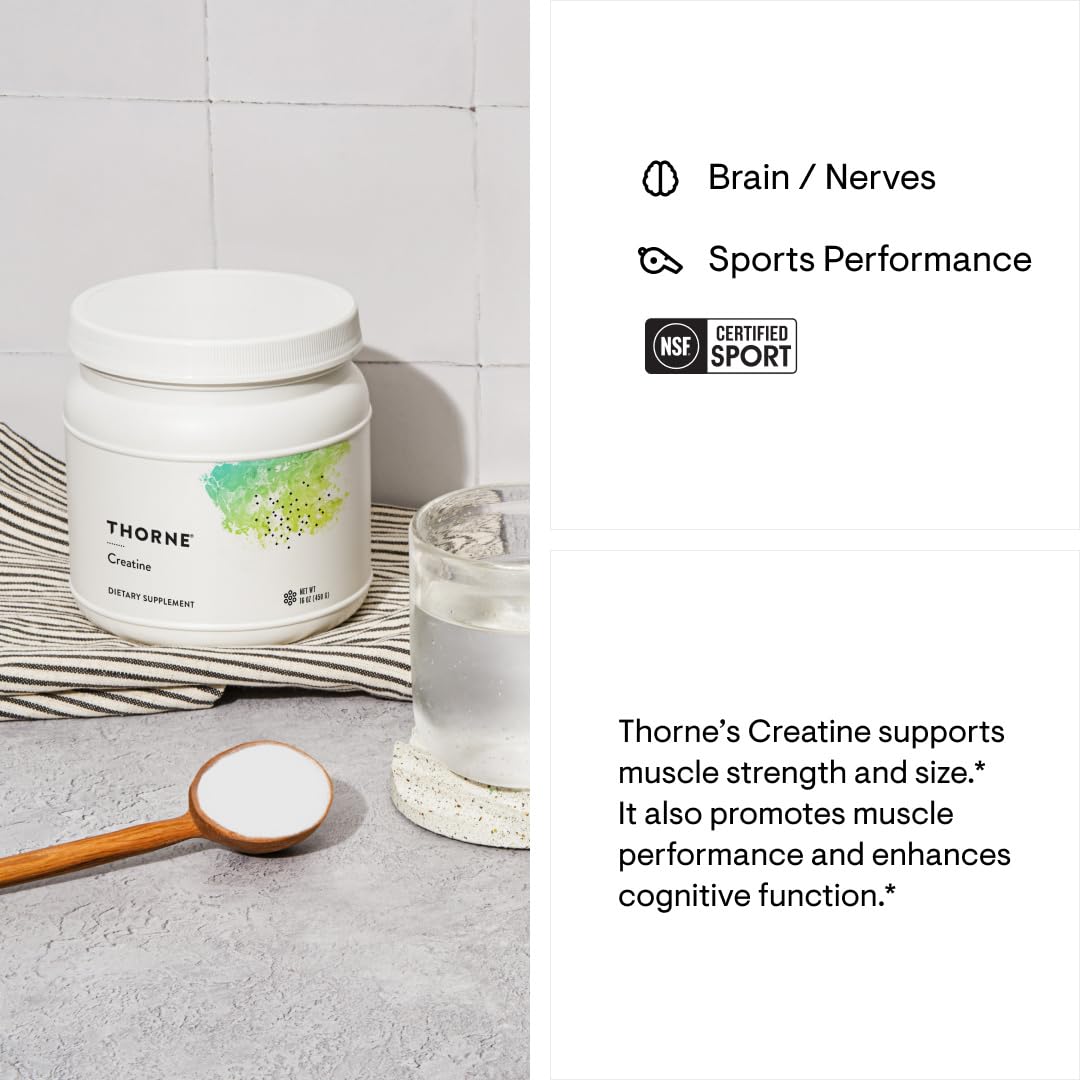THORNE Creatine - Micronized Creatine Monohydrate Powder - Support for Muscles & Cognitive Function* - for Women & Men - Unflavored - NSF Certified for Sport - 5 g per Serving - 90 Servings - Medaid International