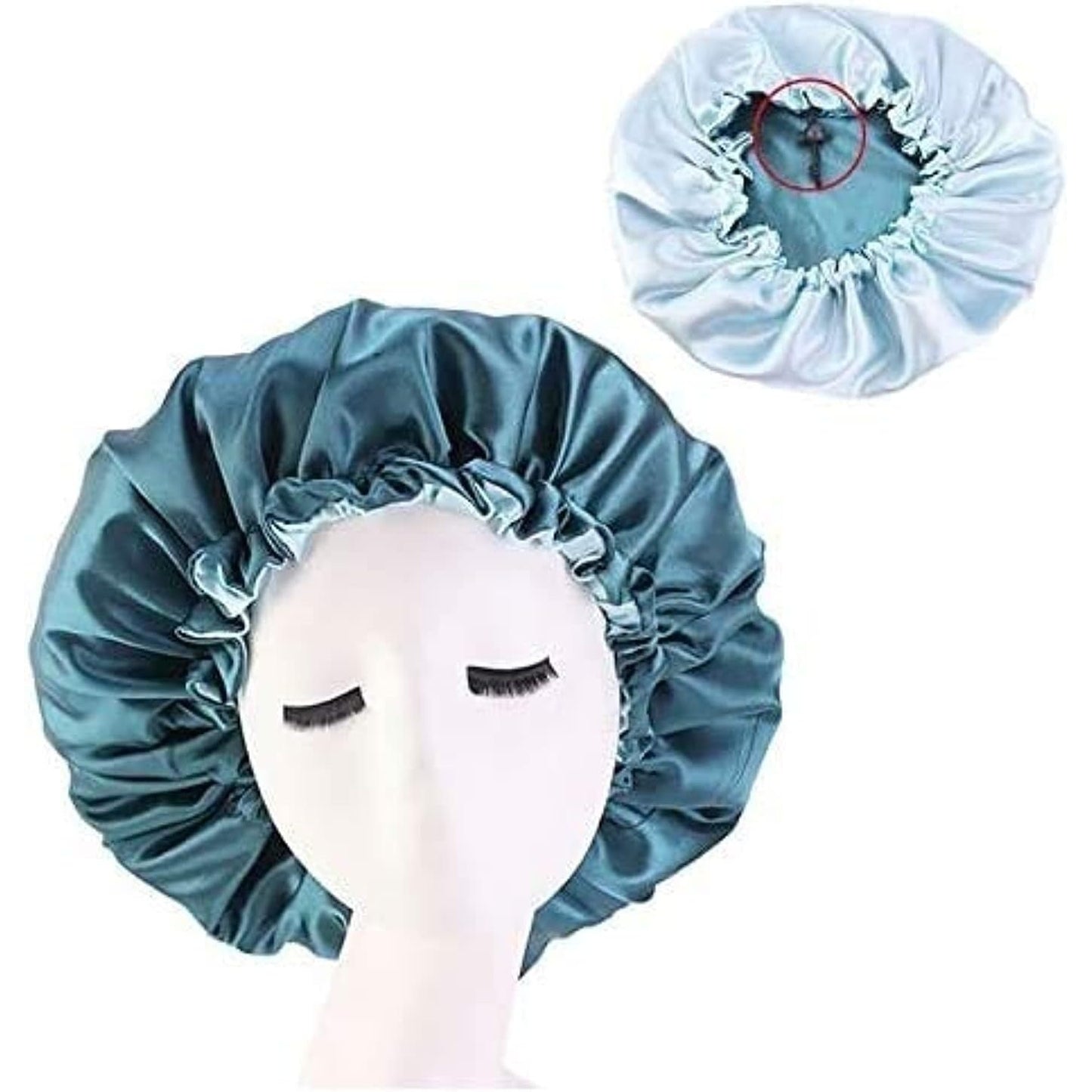 Women's Adjustable Reversible Satin Bonnet - Soft Double Sided Sleep Cap, Protects Natural Hair, Assorted Colors (Black) - Medaid International
